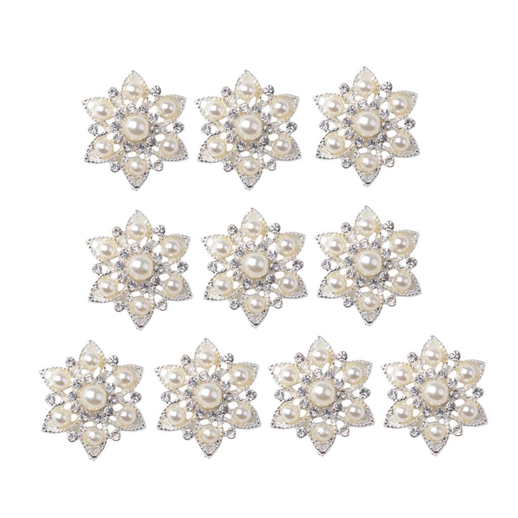 10pcs Clear Crystal Rhinestone Flower  Buttons DIY Sewing Crafts 22mm