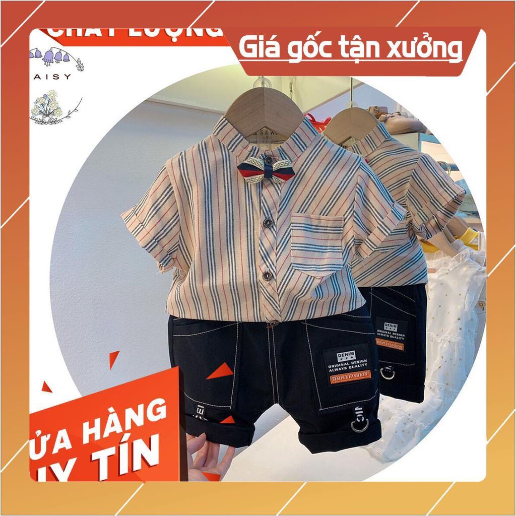 Set bộ công tử bé trai - Áo sơ mi phối quần jean