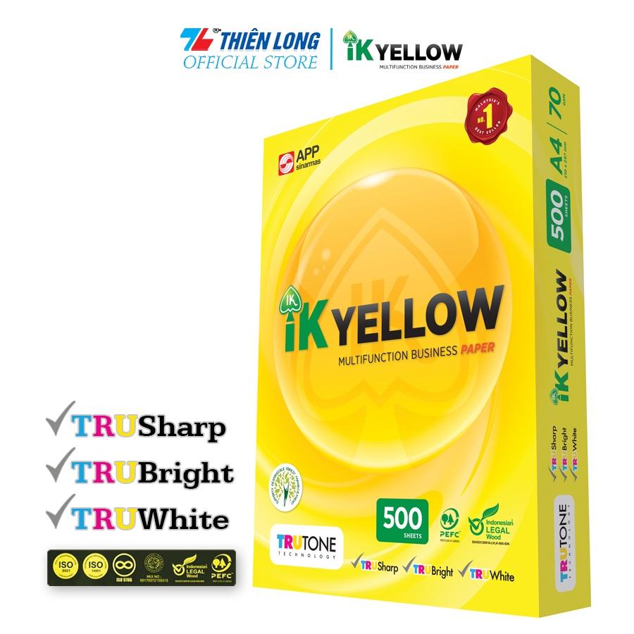 Ream giấy IK Yellow đa năng A4 70 gsm (500 tờ) - Hàng nhập khẩu Indonesia