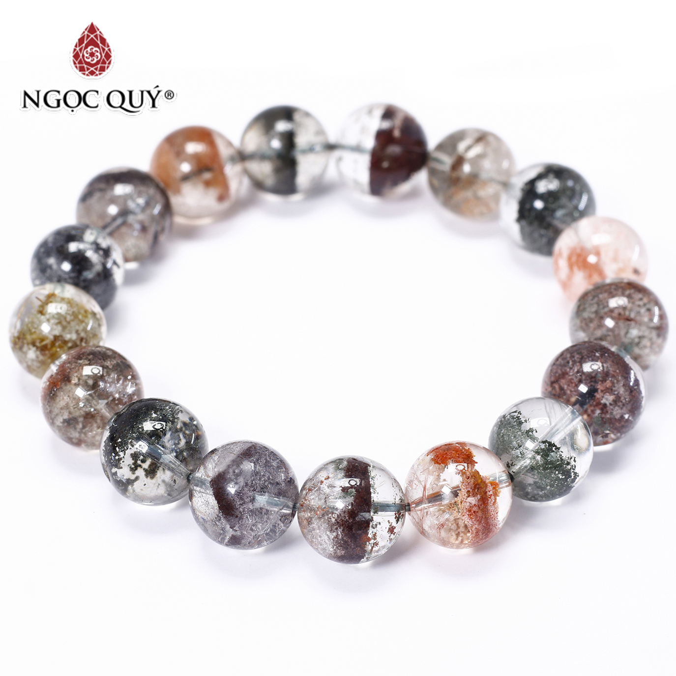 Vòng tay đá ưu linh đa sắc size hạt 13mm - Ngọc Quý Gemstones