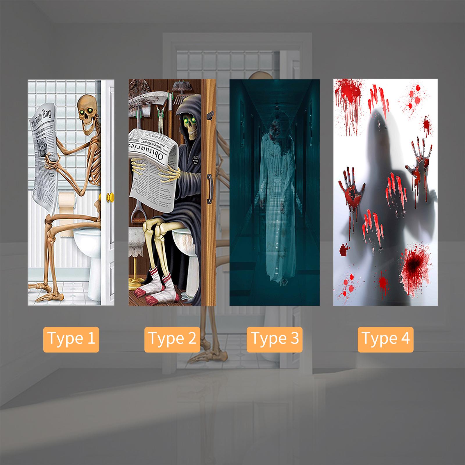 Miếng Dán Decal 3D Dán Cửa Có Thể Tháo Rời Trang Trí Halloween