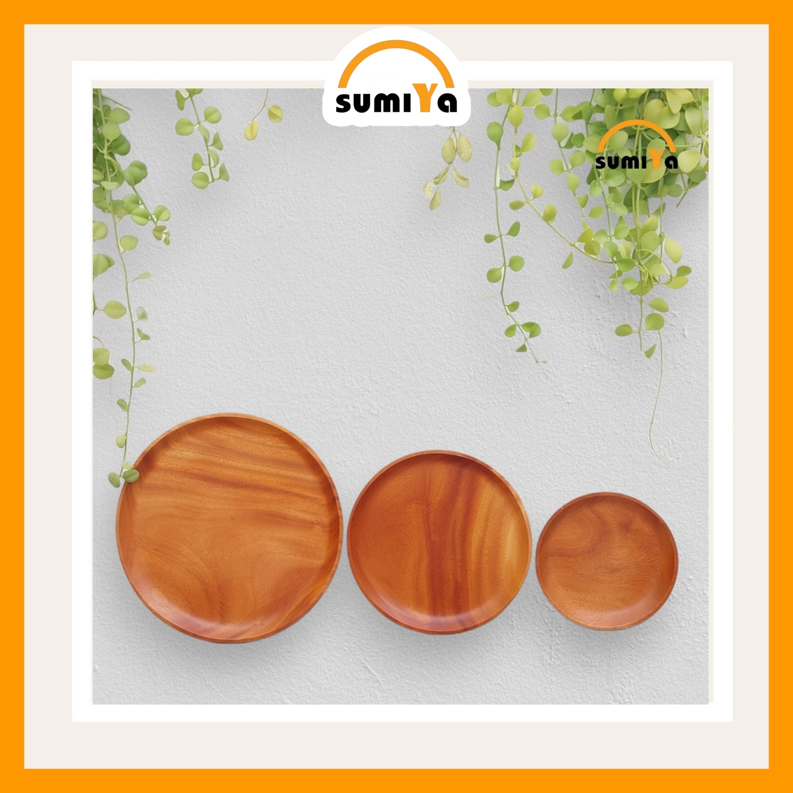 Khay gỗ hình tròn, khay gỗ dùng để trà bánh, decor hoặc làm phụ kiện chụp ảnh