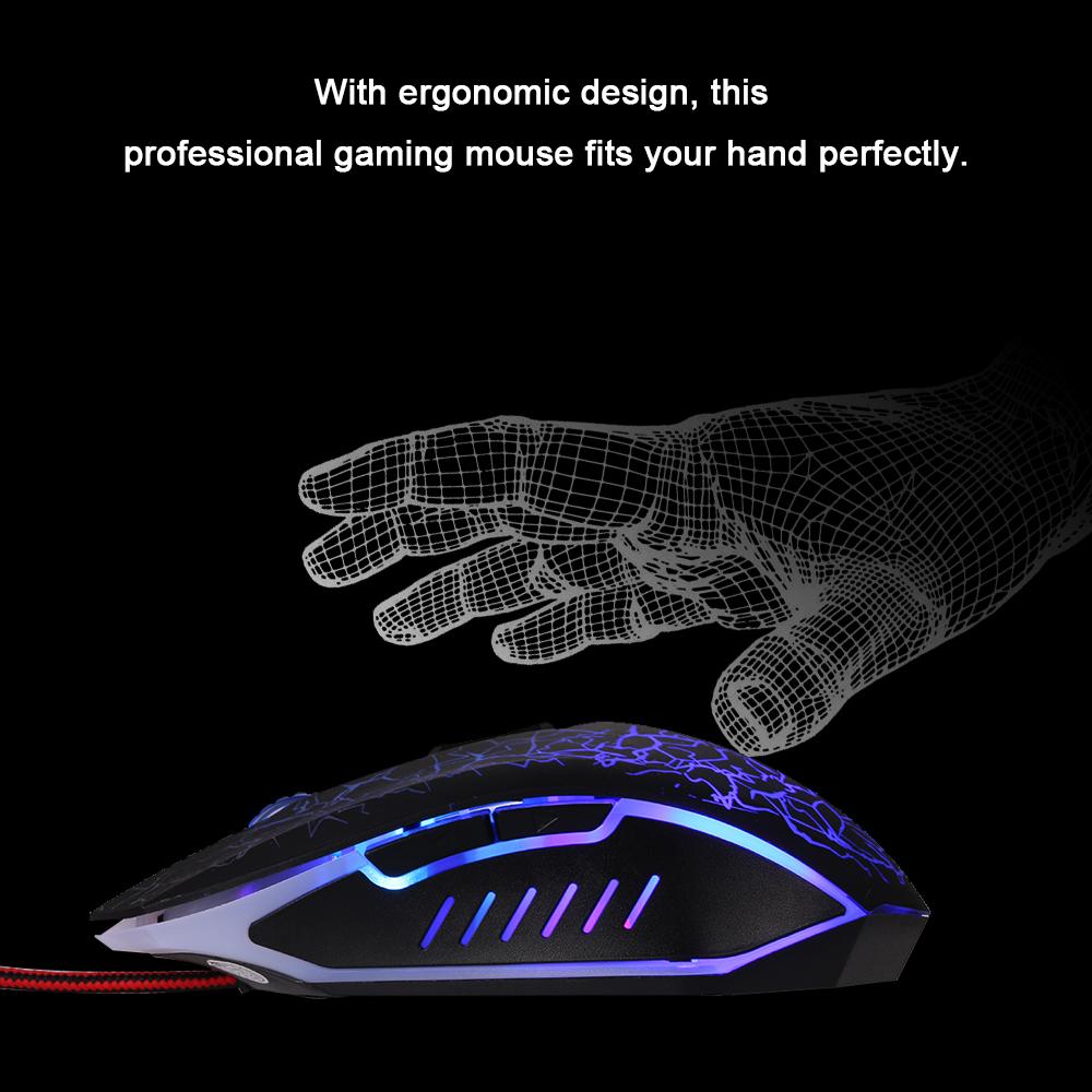 Gaming Mouse Wired RGB Ergonomic Game Mouse USB Computer Mice PC Laptop Gaming Mouse（Black）