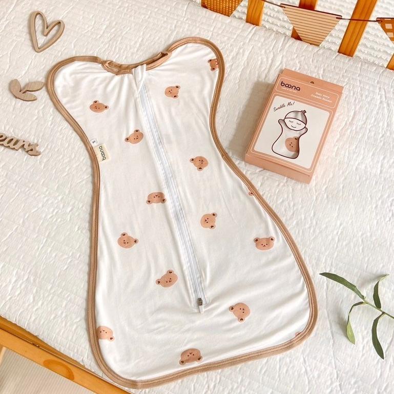 Nhộng chũn ngủ cho bé sơ sinh Boona, nhộng ngủ cho bé ngủ ngon sâu giấc chống giật mình, dây khóa kéo 2 chiều - BOONA - HỔ