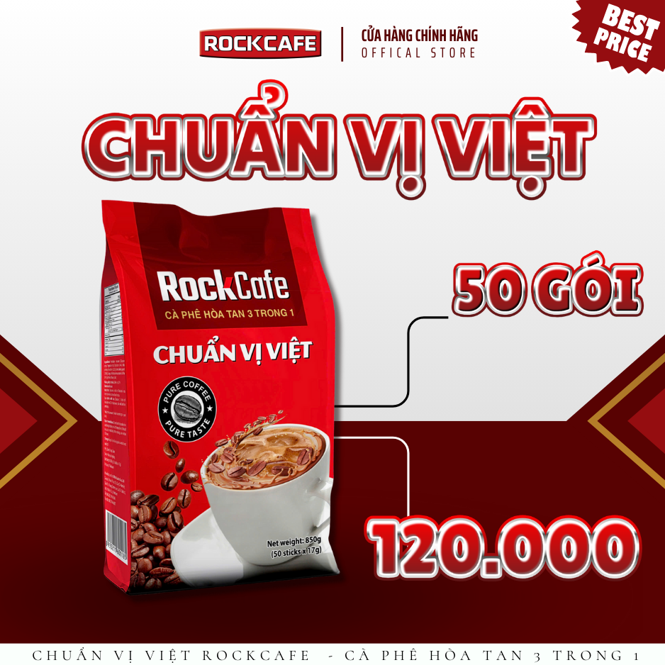 ROCKCAFE - MUA CÀ PHÊ CHUẨN VỊ VIỆT (TÚI 50 GÓI X 17 GRAM) TẶNG GÓI CAPPUCCINO MUỐI (30 GRAM)