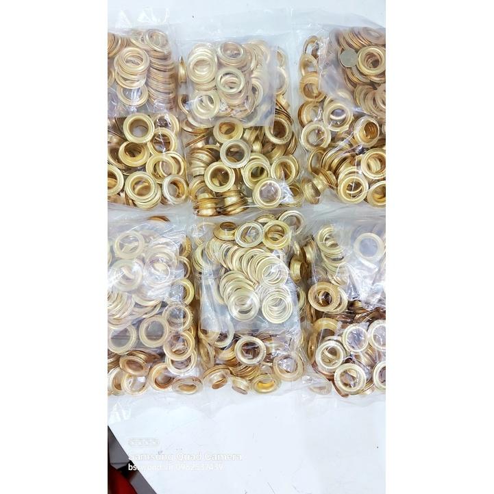 Khoen ore mắt cáo 12mm Bằng sắt xi màu VÀNG Khuy mắt cáo bấm bạt, túi giấy Túi 100 cái + 100 long đền