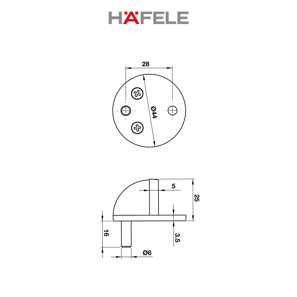 Chặn Cửa Gắn Sẵn Hafele - 489.70.230 (Hàng chính hãng)