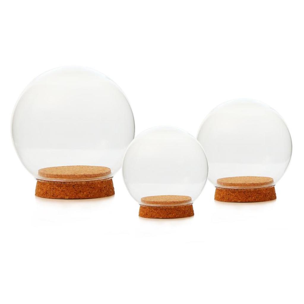 3x Glass Spherical Cover Landscape Terrarium Container Lid Vase Bottle 12cm