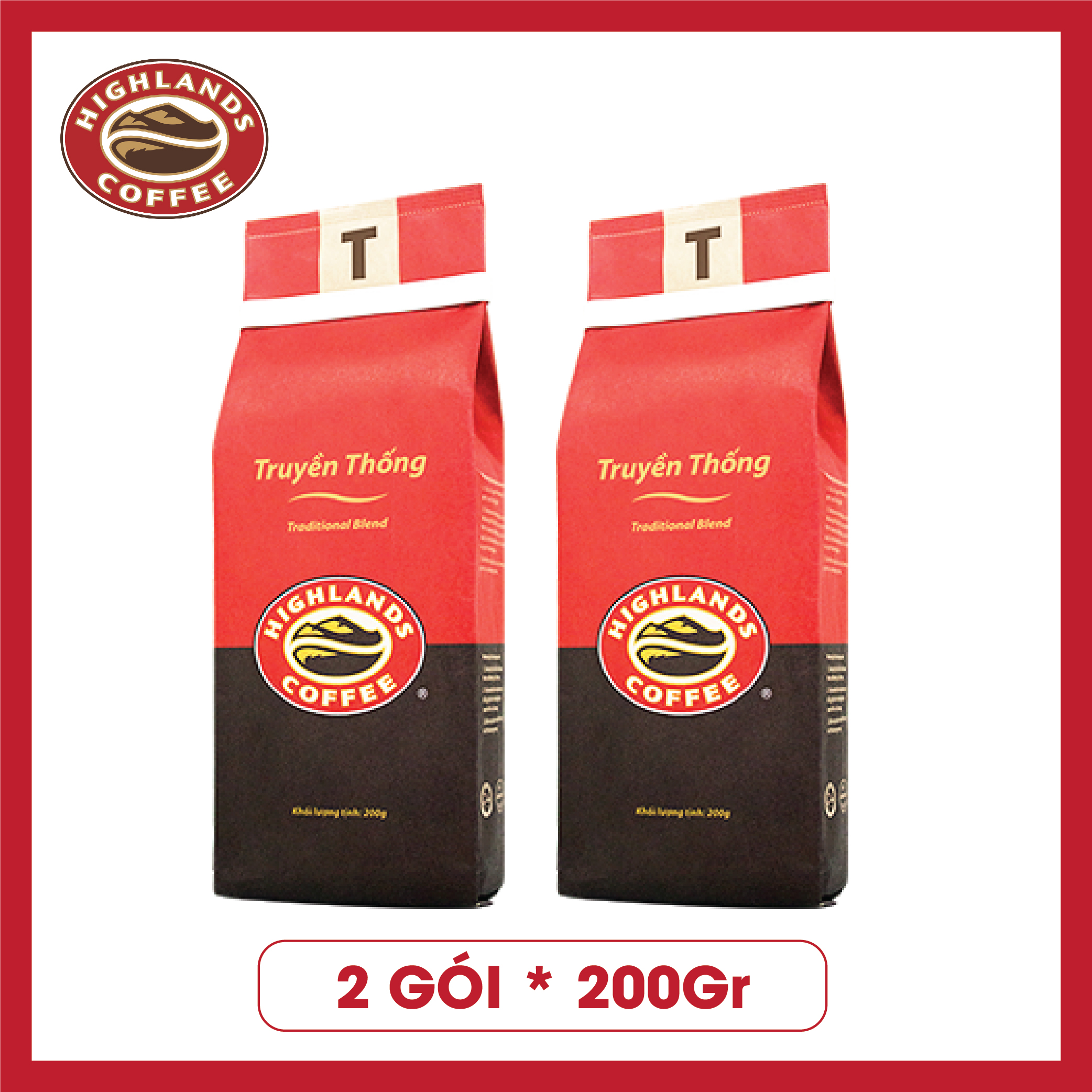 Combo 2 gói Cà Phê Rang Xay Truyền Thống Highlands Coffee (200g)