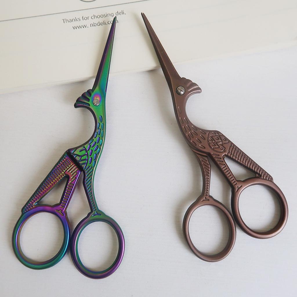 Crane Design Stainless Steel Sewing Embroidery Scissors Cutter Colorful