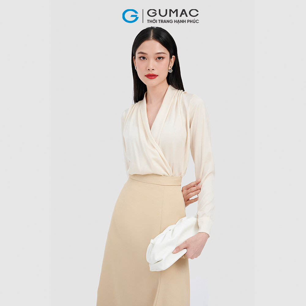 Áo kiểu nữ GUMAC AC10049 cổ đổ xếp nếp thanh lịch