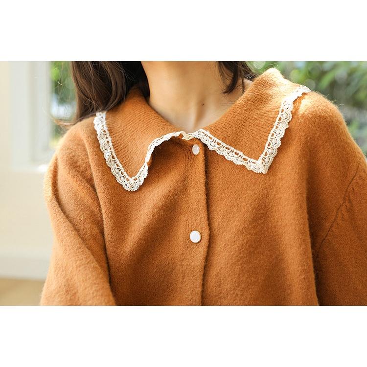 Áo Khoác Len Nữ Cam Viền Ren 788