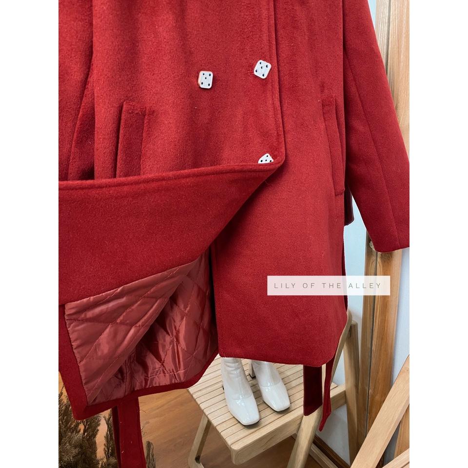 Áo khoác dạ đỏ 2 hàng khuy