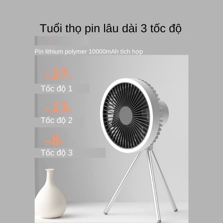 Quạt Treo Lều Tích Hợp Đèn LED Cắm Trại Dã Ngoại Retro