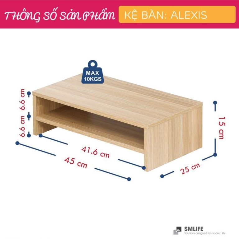 Kệ để bàn gỗ hiện đại SMLIFE Alexis  | Gỗ MDF dày 17mm chống ẩm | D45xR25xC15cm - Màu