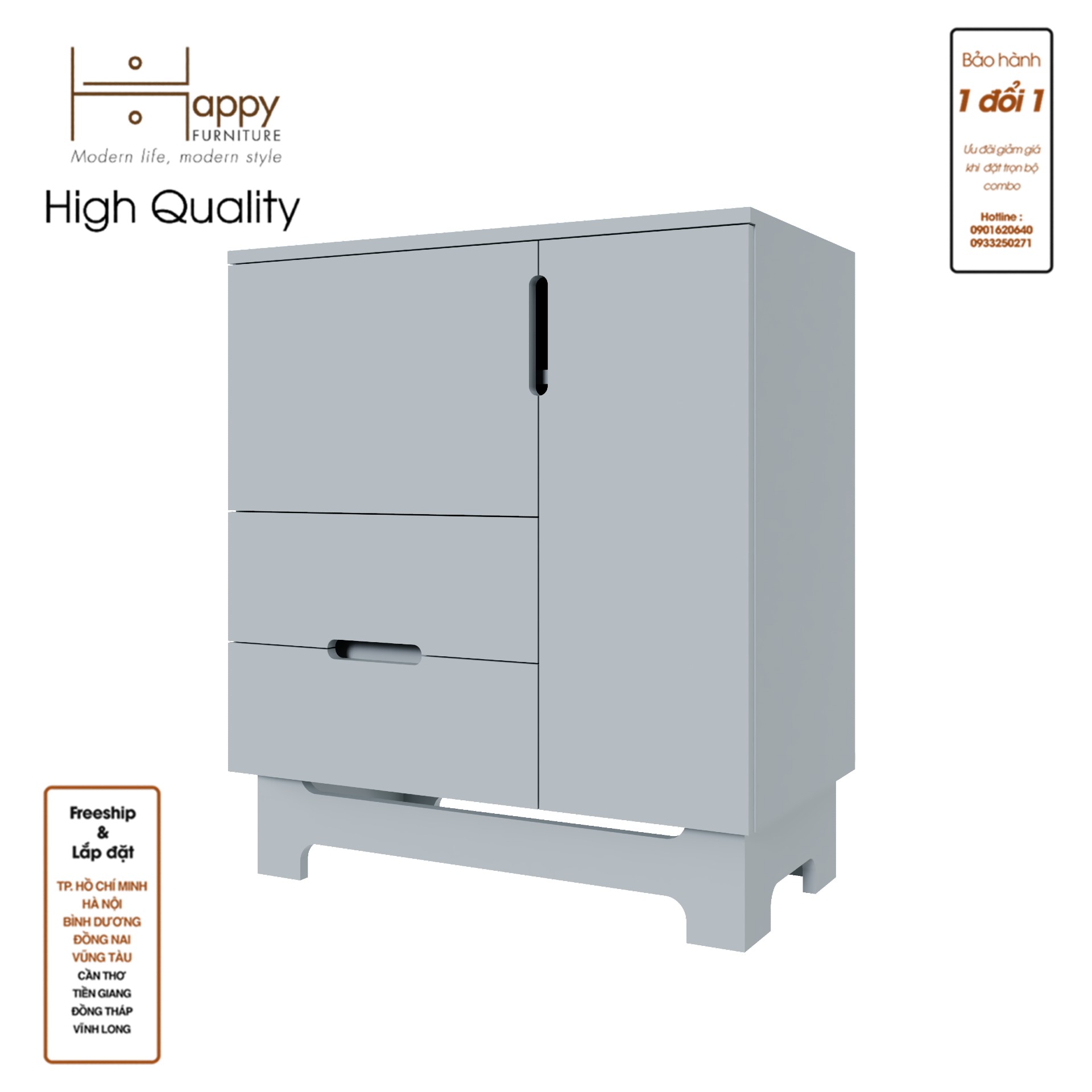 [Happy Home Furniture] MOLLY, Tủ lưu trữ 2 cánh mở - 2 ngăn kéo, 72cm x 40cm x 82cm ( DxRxC), TCM_104
