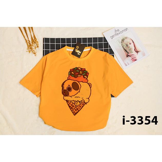 Áo Thun Nữ Tay Lỡ Unisex In Hình Cây Kem Cún Con ATN3354 - J.A Shop