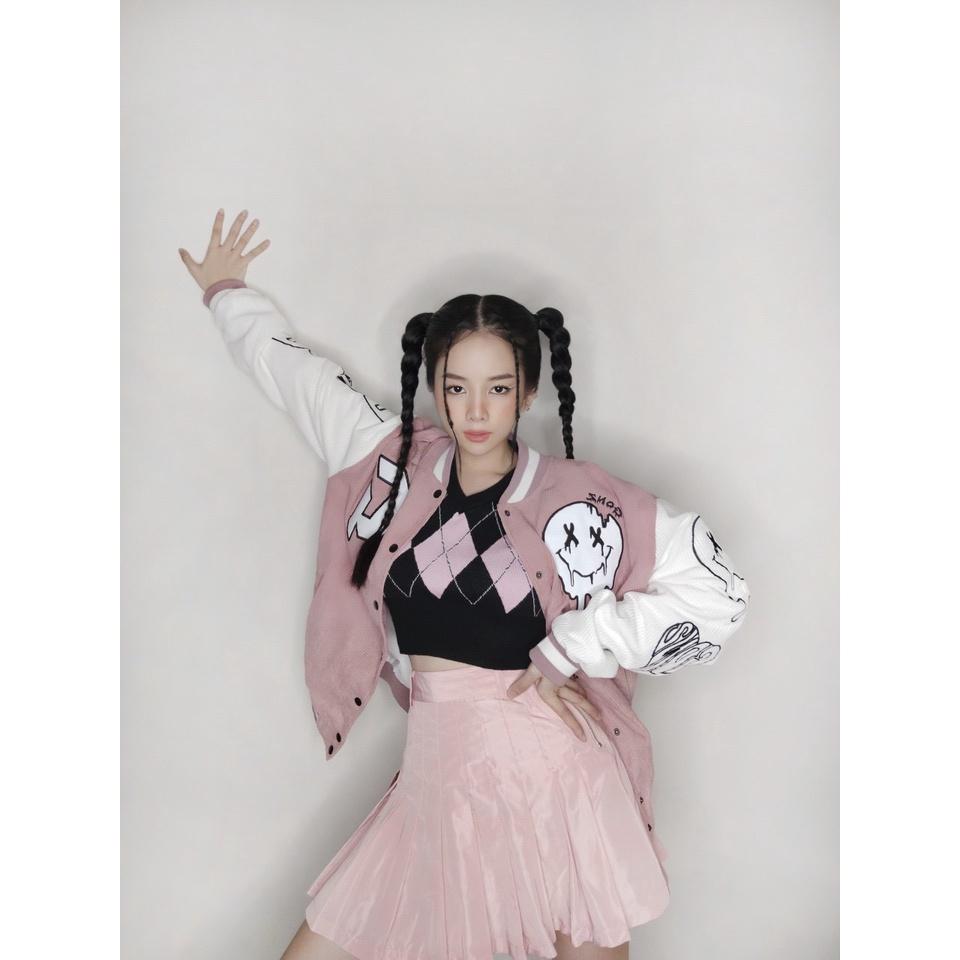 Áo Khóac nhung thêu Jacket Varsity Graffiti V3 shopanamy