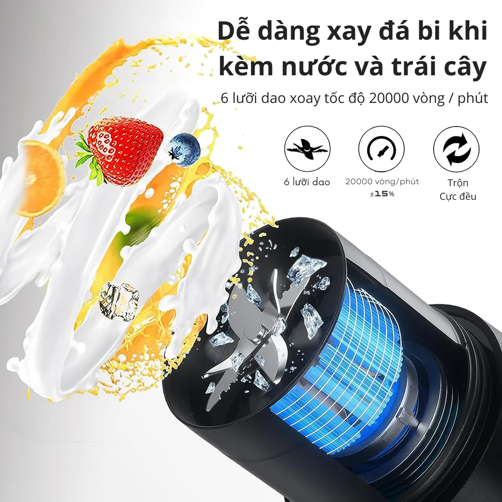 Máy xay sinh tố chạy pin 400ml Mishio MK371 cầm tay mang đi mọi nơi dễ dàng - Hàng chính hãng