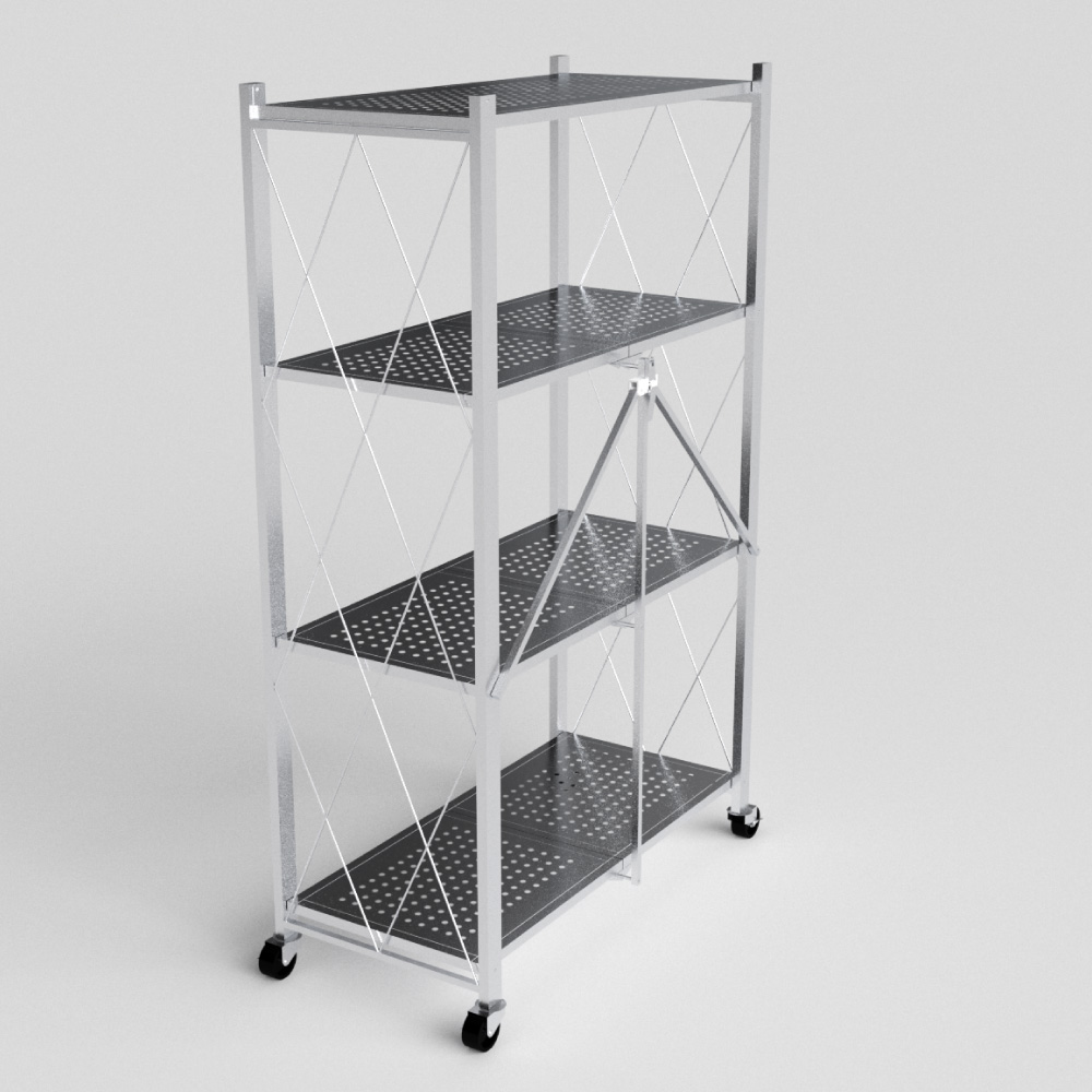 Kệ xếp đa năng cao cấp OHAWA 4 tầng - Kệ inox thông minh cao cấp, xếp mở dễ dàng, có bánh xe di chuyển