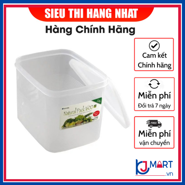 Hộp thực phẩm vuông 1600ml Inomata nội địa Nhật Bản