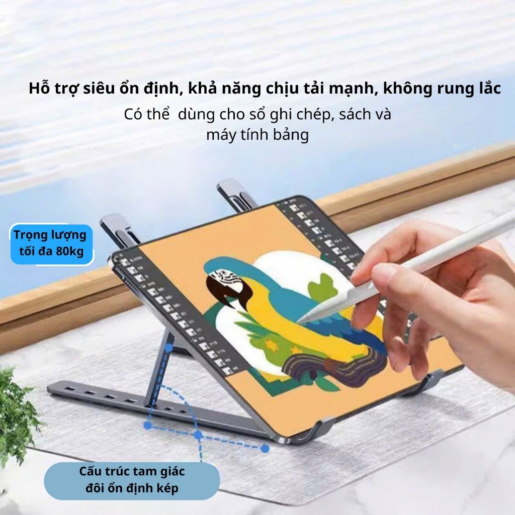 Bộ Giá Đỡ Laptop gấp gọn và quạt - Đế Kê Laptop Tản Nhiệt Có Thể Điều Chỉnh Độ Cao