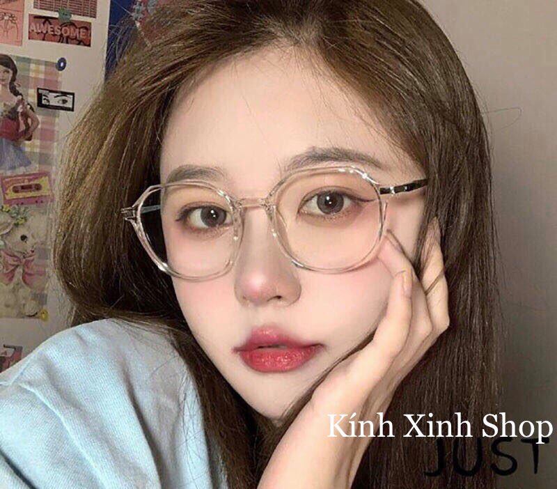 Kính Mắt Chống Ánh Sáng Xanh Dáng Tròn Kim Loại Không Độ Hàn Quốc Cao Cấp - Nhiều Màu Lựa Chọn - TRẮNG