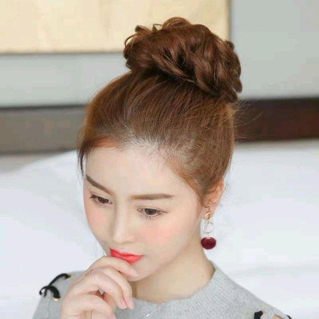 Tóc giả búi tóc búi cột xoăn