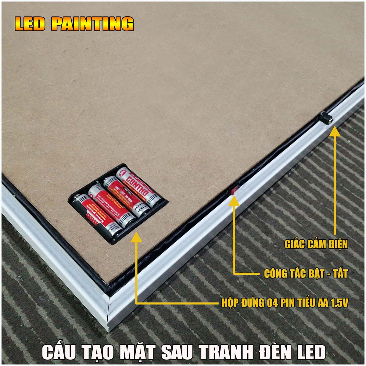 Tranh treo tường đèn led trang trí phòng khách, phòng ngủ hiệu ứng ánh sáng. KT: 60 x 40cm-MS:4493L6