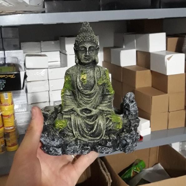 Tượng phật trang trí bể thủy sinh, bán cạn- Layout tượng phật ngồi thiền trong bể cá