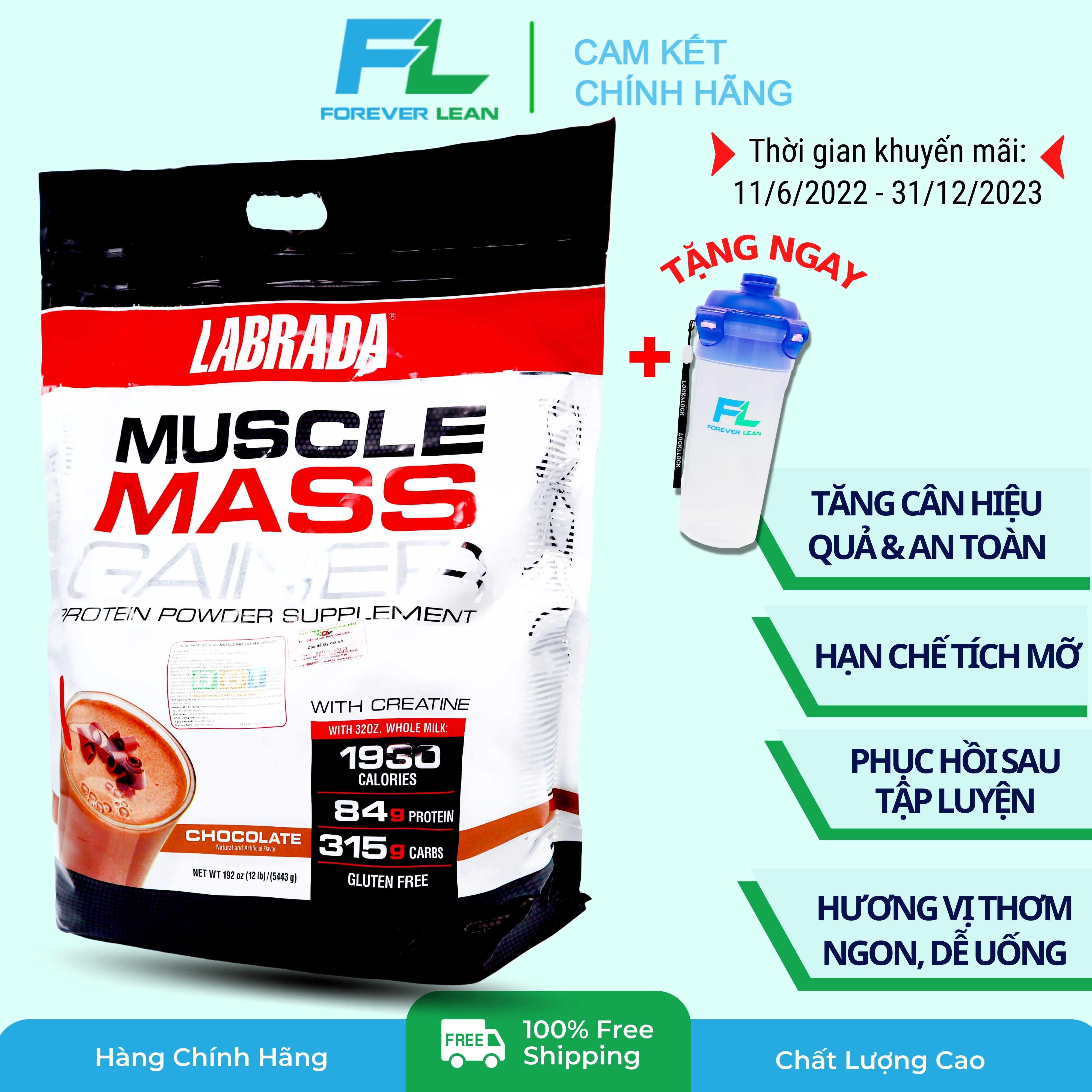 [Chính Hãng BBT] Labrada Muscle Mass Gainer - Tăng Cân Tăng Cơ Vị Thơm Ngon (5.4kg)