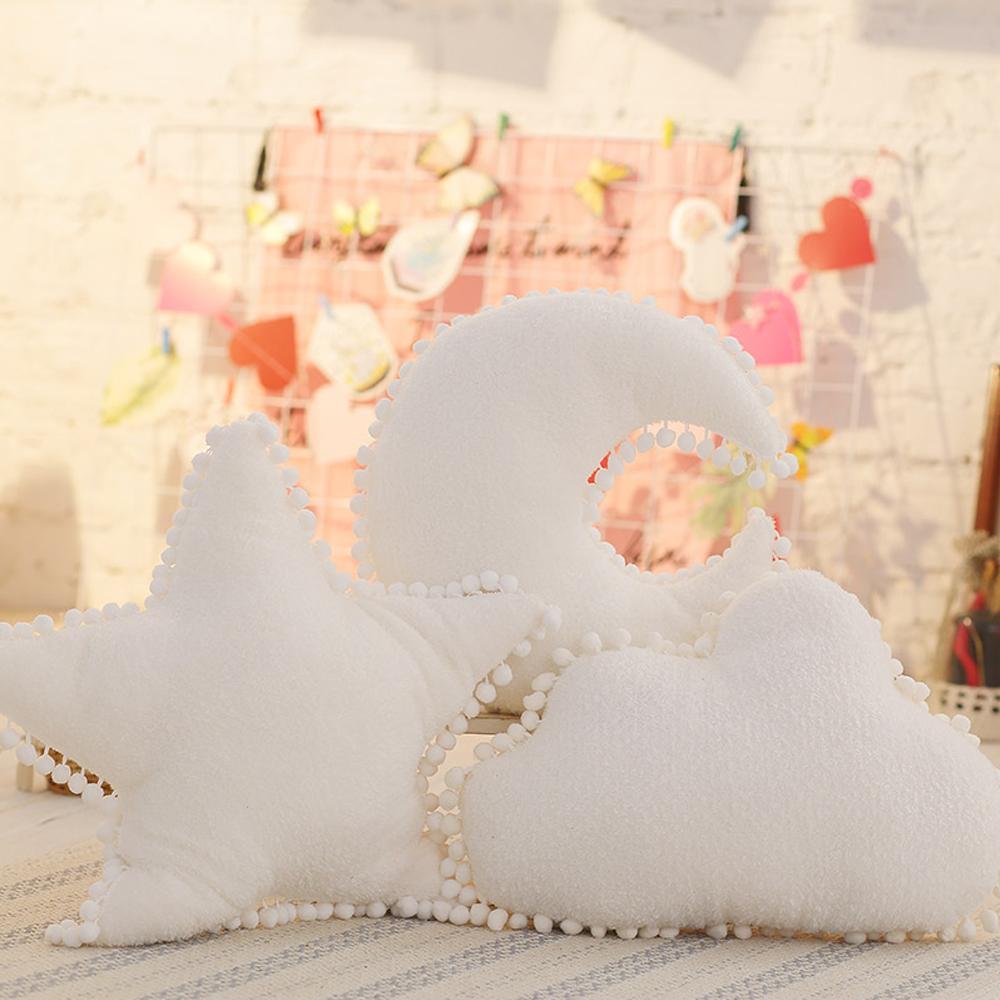 Đám mây Gối Nhung Màu Hồng Trắng Nhồi Bông Mềm Ngôi Sao Ném Gối Mặt Trăng Đệm Cho Bé Trẻ Em Áo Gối Sofa Trang Trí Nhà Quà Tặng bạn gái