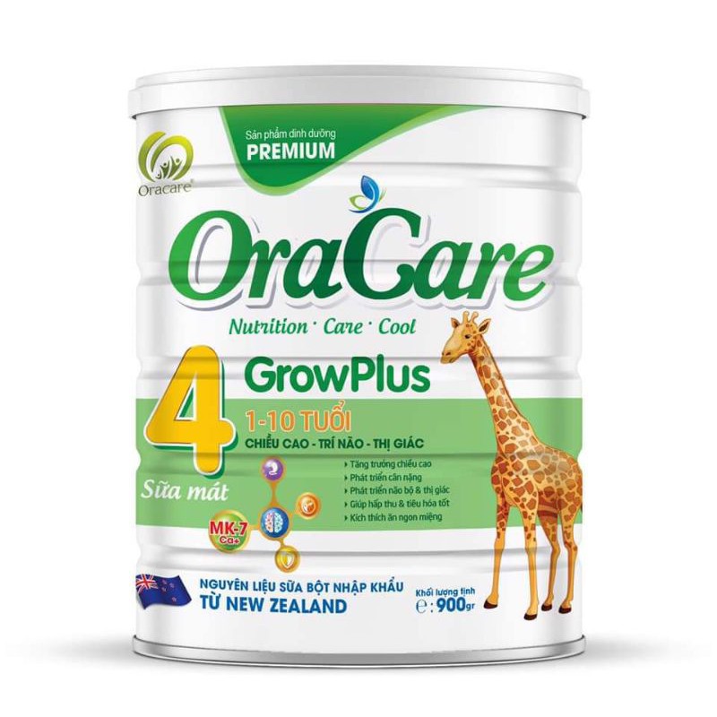 Sữa OraCare Growplus lon 900g - Giúp phát triển chiều cao, Trí não, Thị giác, dành cho trẻ từ 1-10 tuổi