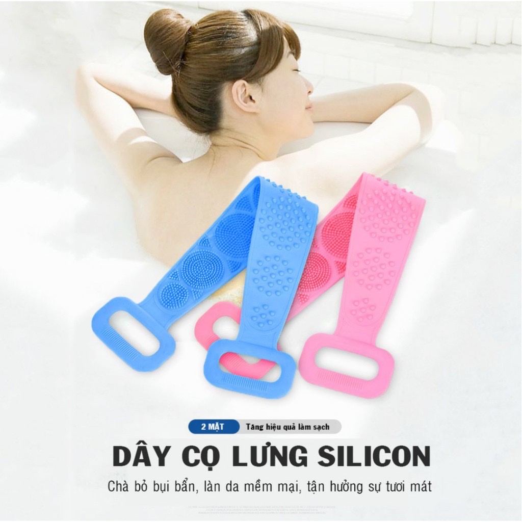 Dây chà lưng ,cọ lưng 2 mặt gai silicone ,làm sạch bụi bẩn , chà chân tiện lợi tẩy tế bào chết ,phù hợp cho mọi người