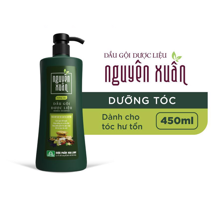 Dầu gội Dược liệu Nguyên Xuân xanh 450ml (Dưỡng tóc, phục hồi hư tổn)