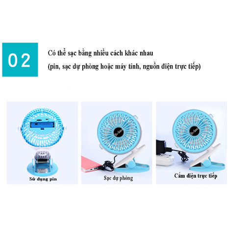 Quạt Mini Pin Sạc Kẹp Bàn Siêu Mát giải pháp tuyệt vời cho học sinh và dân văn phòng mùa hè này