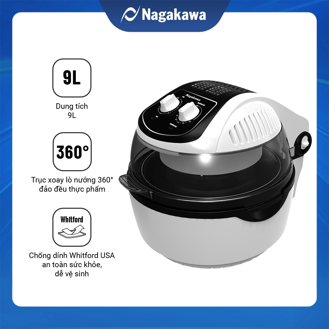 Nồi Chiên Không Dầu Đa Năng 360 độ Nagakawa NAG3302 - Hàng chính hãng