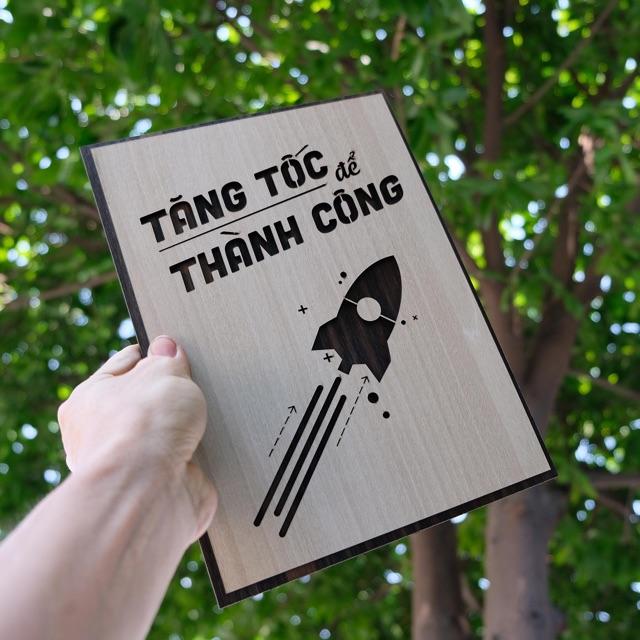 Tranh treo tường bằng Gỗ Decor treo phòng làm việc TBIG026: Tăng tốc để thành công