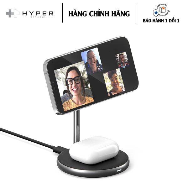 BỘ SẠC KHÔNG DÂY HYPERJUICE MAGNETIC 2 IN 1 WIRELESS CHARGING STAND CHO IPHONE 12 SERIES &amp; AIRPODS - Hàng Chính Hãng