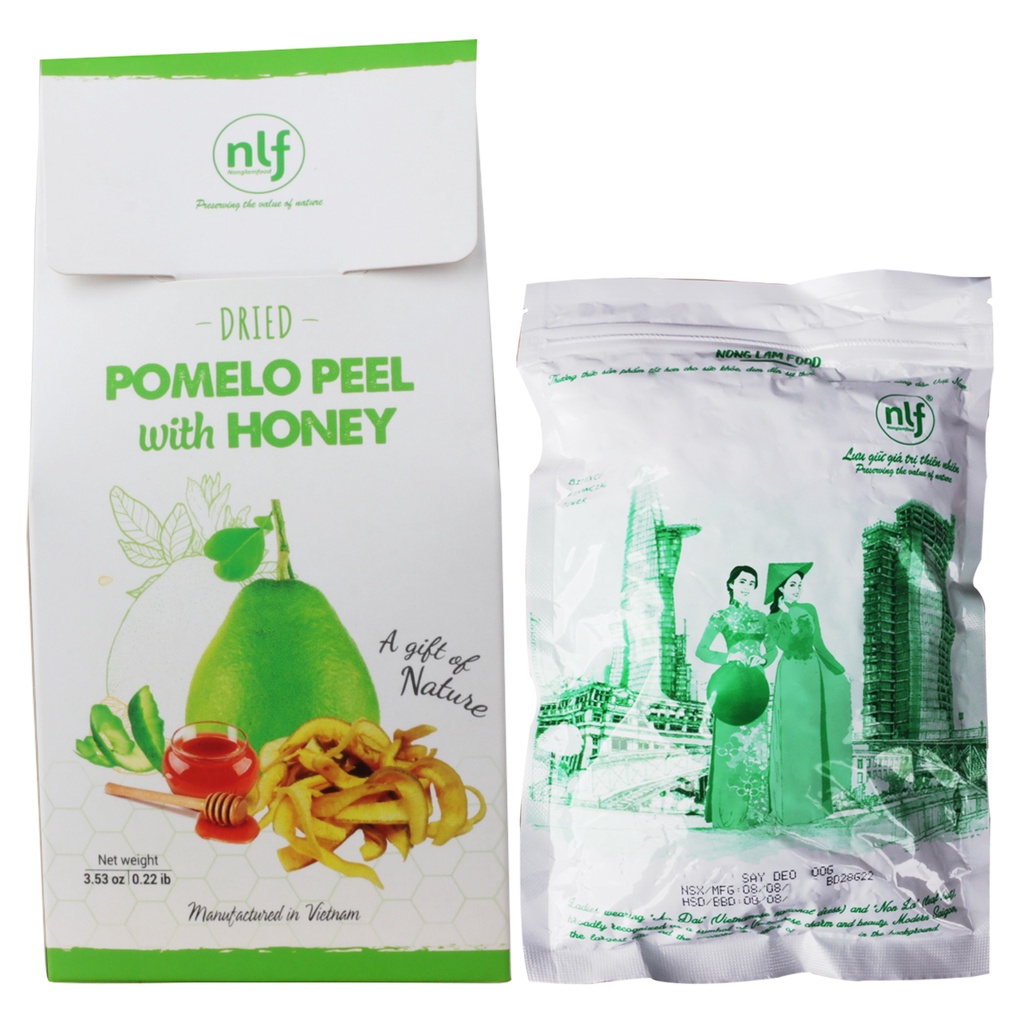 [HÀNG XUẤT KHẨU LOẠI 1]Vỏ bưởi mật ong sấy dẻo Nonglamfood 100g | Giảm cân, tăng cường đề kháng