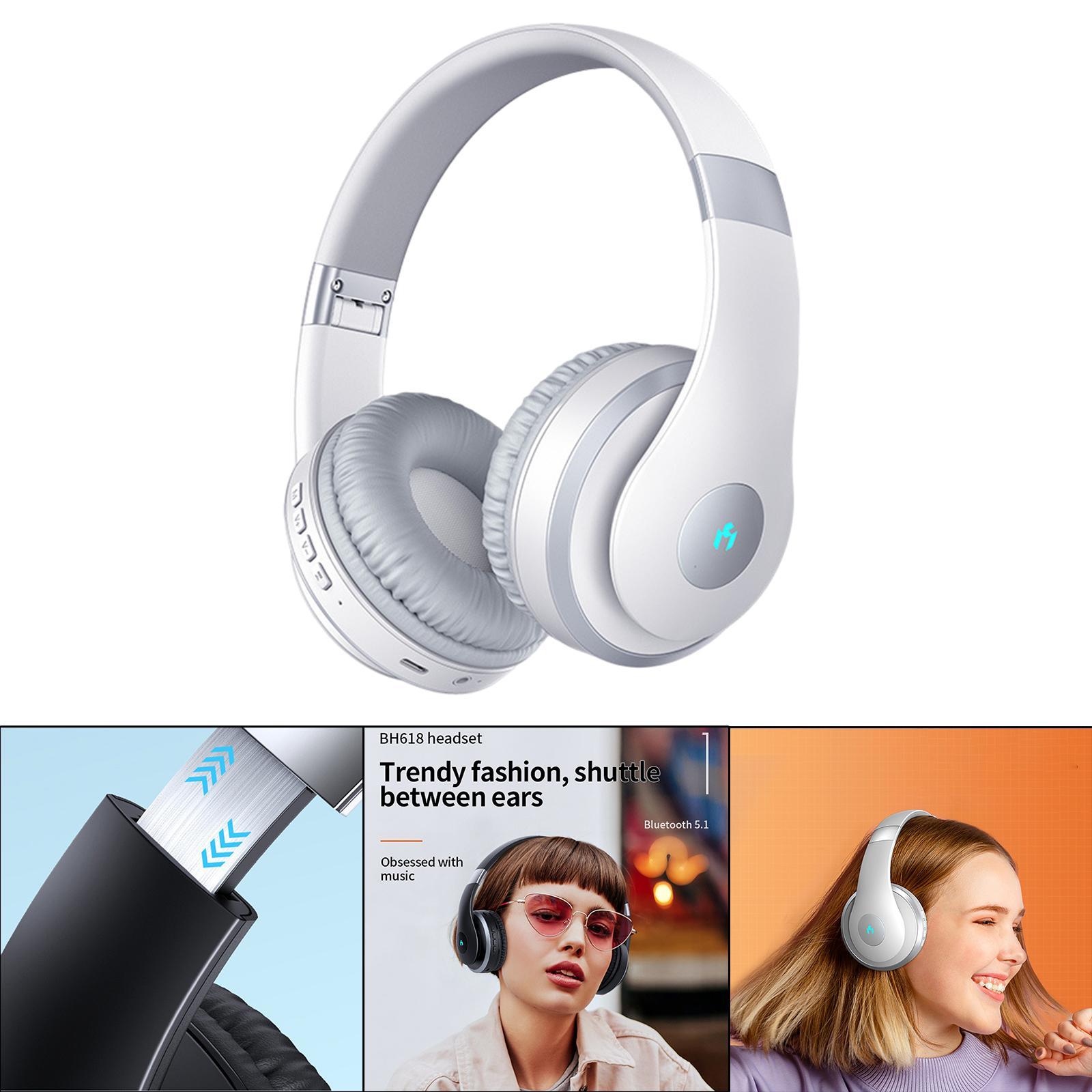Bluetooth Headphones Wireless/Wired Deep Bass for Travel Home Office PC White