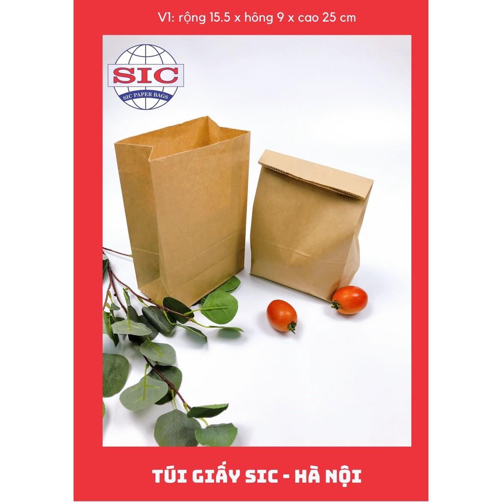 10 CHIẾC TÚI GIẤY KRAFT XI MĂNG V1: 15.5x9x25 cm KHÔNG QUAI ( ẢNH THẬT)