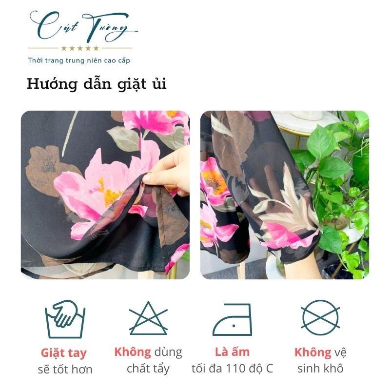 Áo kiểu trung niên nữ sang trọng cao cấp cho mẹ, cho bà vải ren cao cấp 2 lớp- Thời trang Cát Tường 2022 - Áo hoa hồng