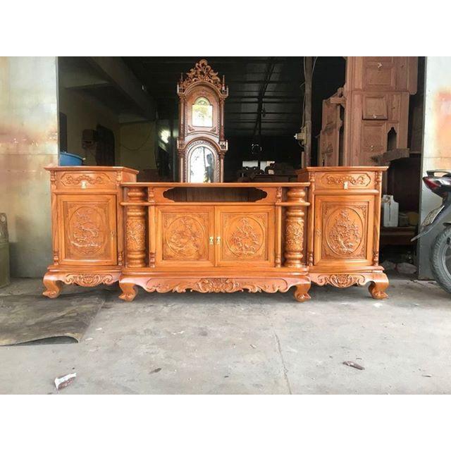 Kệ Tivi Kiểu Cột Nho Gỗ Gõ Đỏ