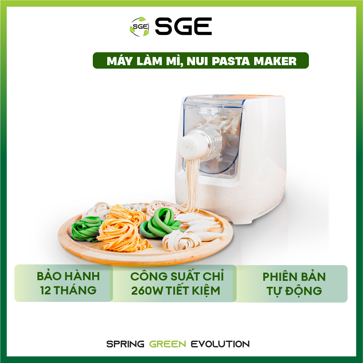 Máy Làm Mì Pasta Maker Thế Hệ Mới Nhất. Làm Được Mọi Loại Sợi Theo Yêu Cầu Với 9 Đầu Tặng Kèm. Hàng Nhập Khẩu Cao Cấp Chính Hãng SGE Thailand