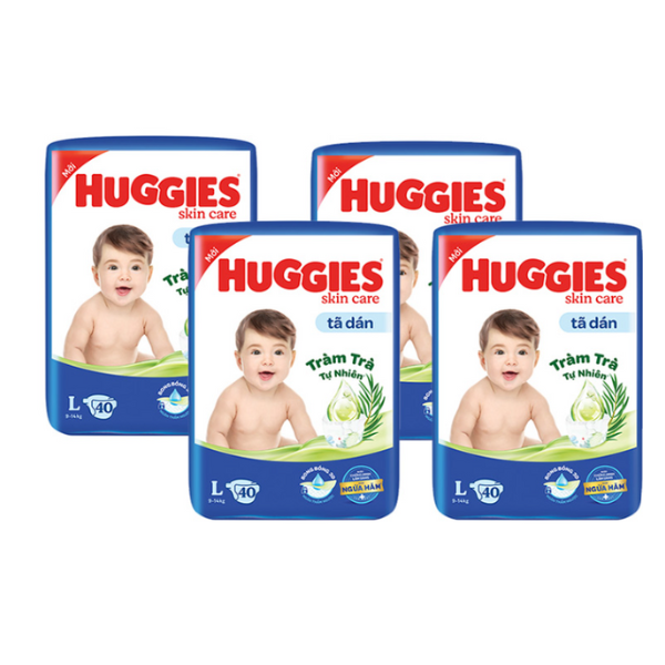 Combo 4  Tã dán Huggies Skincare Jumbo L40