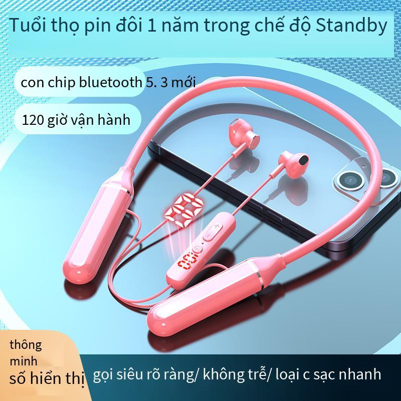 Kiểu tai nghe đeo cổ mới nhất, kiểu bùng nổ mới có thể cắm vào, màn hình kỹ thuật số, thể thao không dây, thời lượng pin chờ cực dài, tai nghe Bluetooth