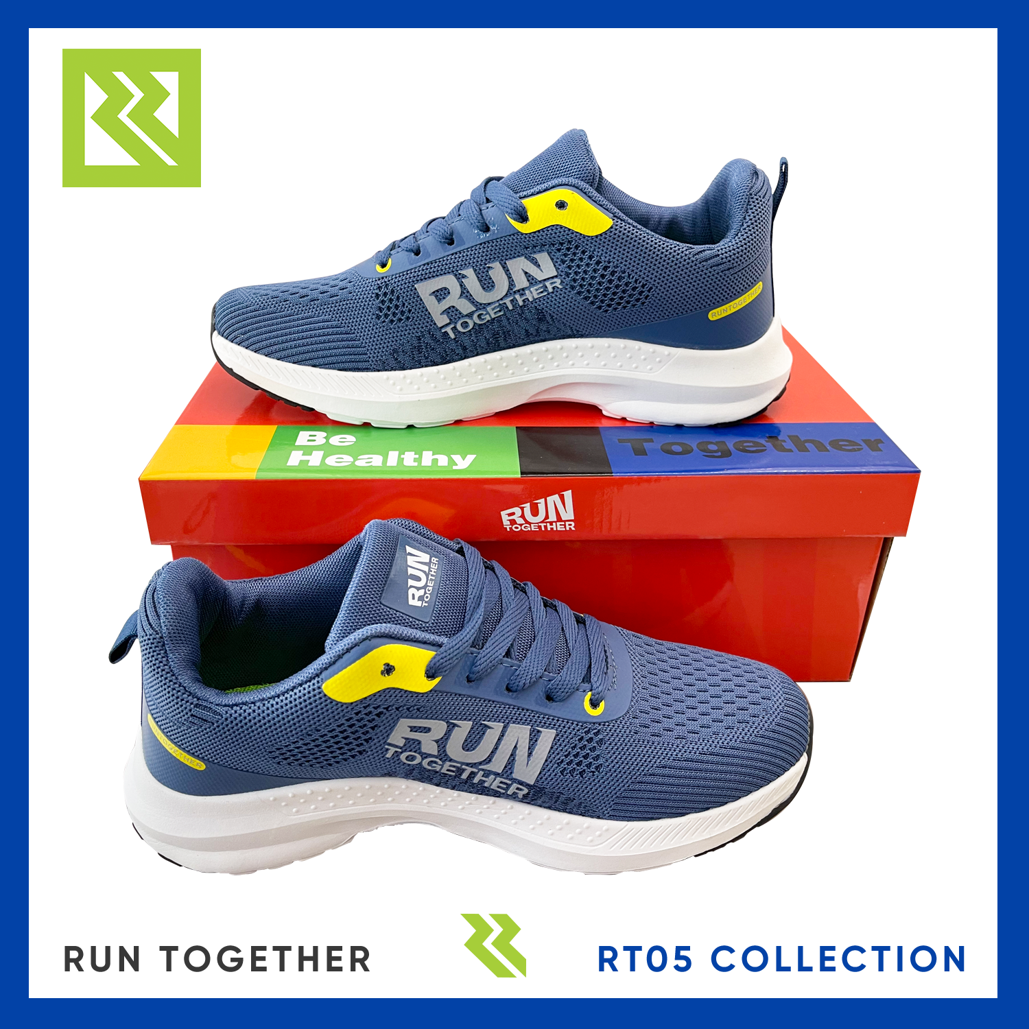 Giày Sneaker Thể Thao Thời Trang - Run Together RT05 - Màu: Trắng - Xám - Xanh