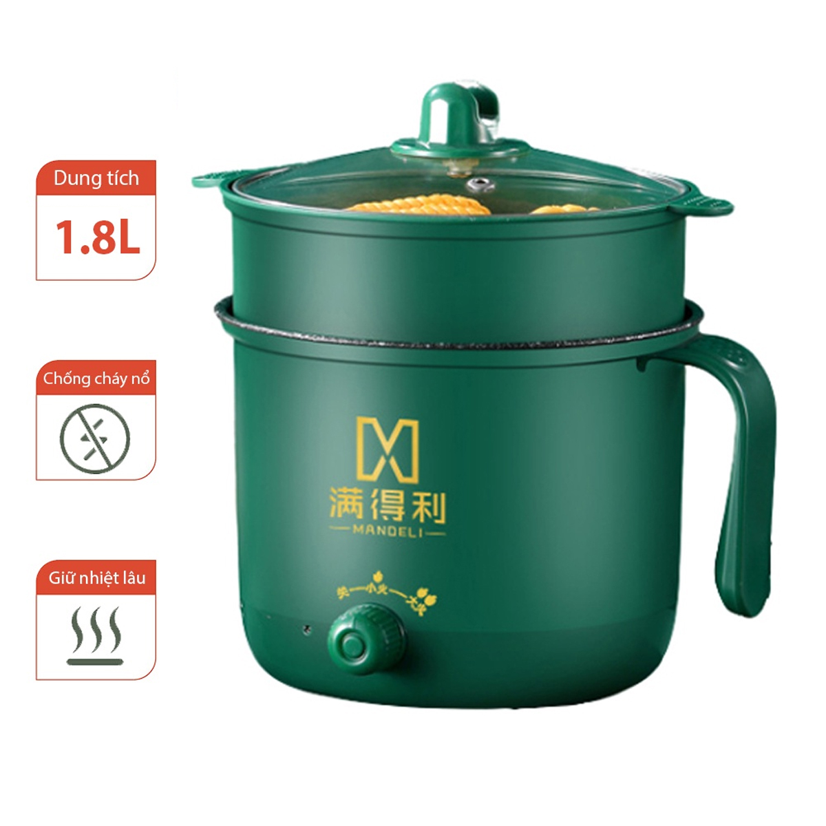 Nồi Lẩu Mini 2 Tầng, Nồi Hấp, Chiên, Nấu Cơm Đa Năng, Công Suất 300W - 500W, Có Lớp Chống Dính Cao Cấp, Có Chế Độ Kiểm Soát Nhiệt Độ, Tự Động Ngắt Nguồn