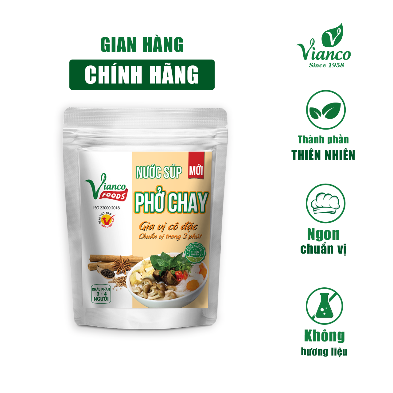 Nước Súp Phở Chay ViancoFoods túi zip 200ml